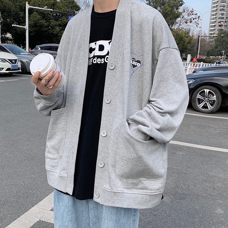 Áo Khoác Cardigan Dệt Kim Màu Sắc Đơn Giản Size S-3Xl Thời Trang Mùa Thu Cho Nam Giới