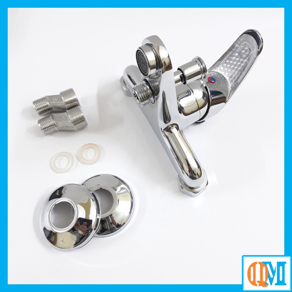 [ Hàng Mới Về ] Bộ củ sen nóng lạnh đồng thau với cần gạt gật gù cao cấp mạ Chrom và Niken sáng bóng