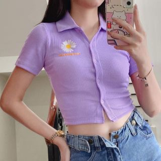 ÁO CROPTOP THÊU HÌNH HOA CÚC