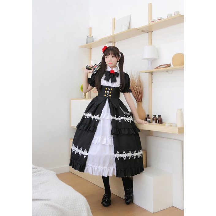 Nhật bản anime tokisaki kurumi cosplay trang phục cho phụ nữ ngày a live lolita maxi dress socks set halloween party outfits