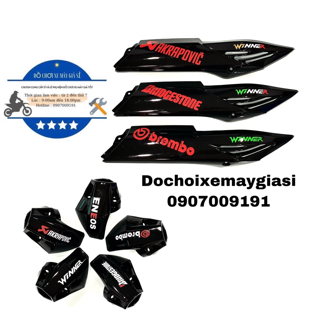 BỘ ỐP PÔ + CHỤP PÔ CHO HONDA WINNER ĐEN BÓNG TEM