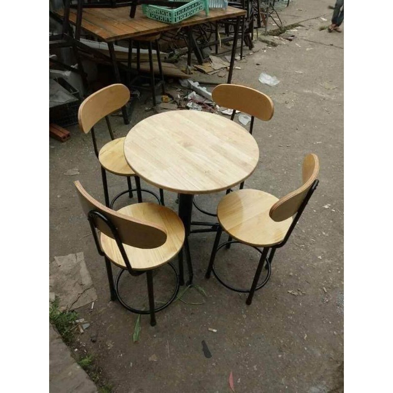 Ghế bar cà phê gỗ cao su giá rẻ - ghế cafe gỗ tự nhiên