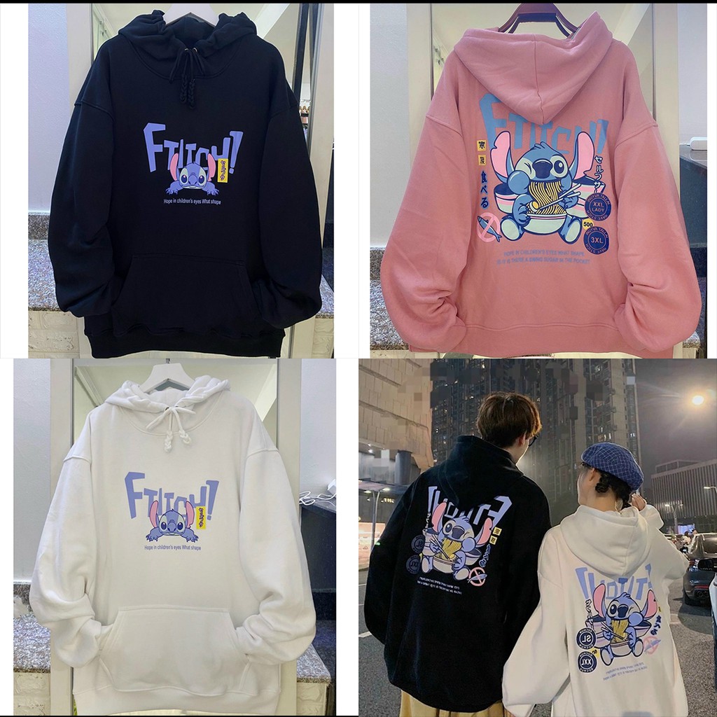 [Video+Ảnh Thật] Áo Hoodie Nỉ Unisex Form Rộng Stich Ăn Mỳ Nam Nữ ulzzang AK158 Kho Sỉ TD