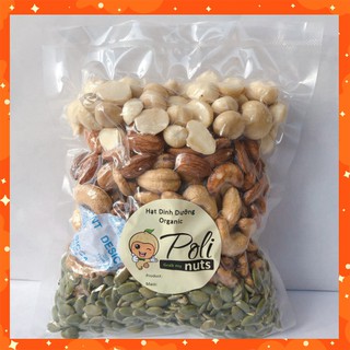 Hạt Mix 5 Loại Hạt Dinh Dưỡng (Hạnh Nhân Rang, Macca Sấy, Điều Rang Muối, Nhân Óc Chó, Nhân Bí Xanh) Túi 500g Giá Tốt