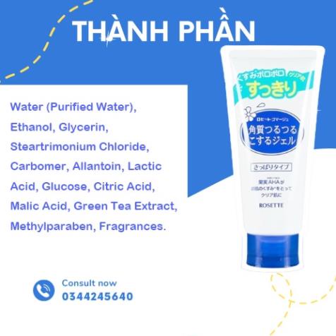 Tẩy tế bào chết mặt môi  Rosette Gommage Gel cho da khô , Tẩy da chết mặt body Nhật bản cho da dầu mụn 120g