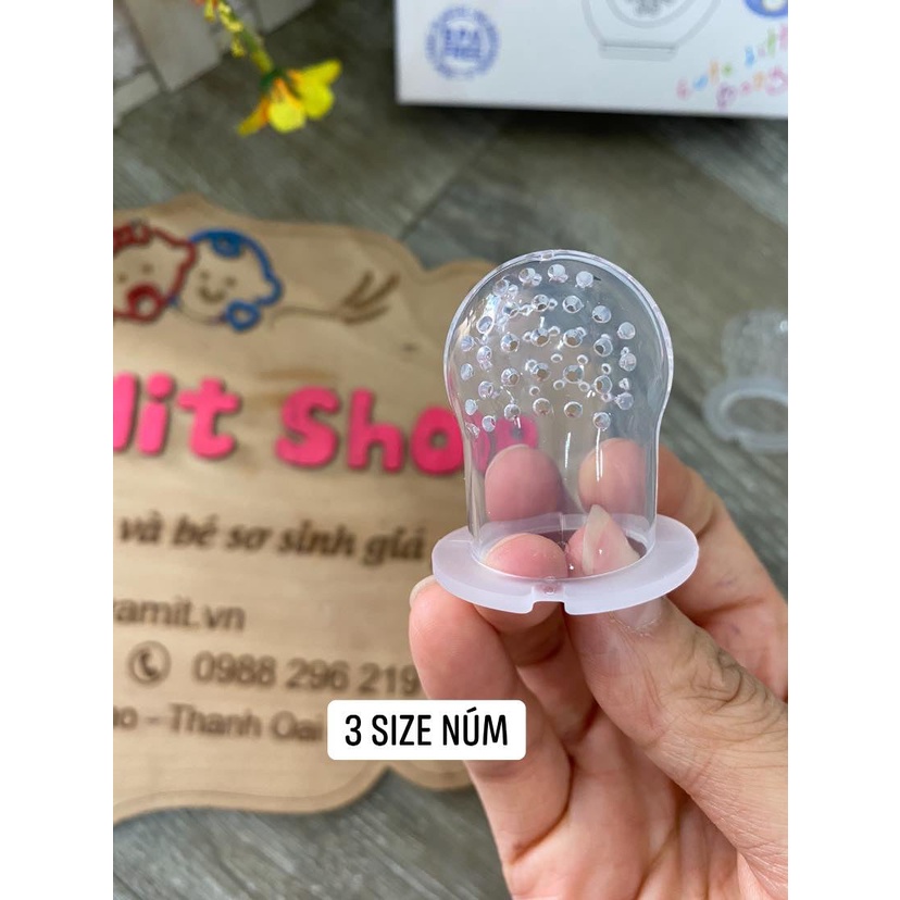 [3 Size núm] Túi nhai ăn dặm cho bé Misuta, ti nhai hoa quả không chứa BPA an toàn cho bé