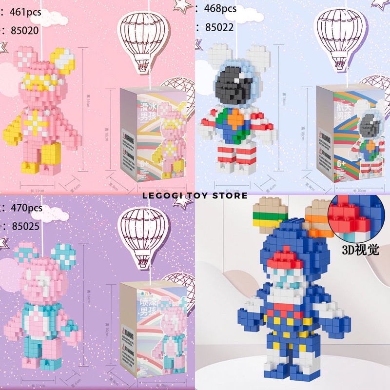Đồ chơi xếp hình Legogi BEARBRICK 16CM mô hình lắp ráp lắp ghép