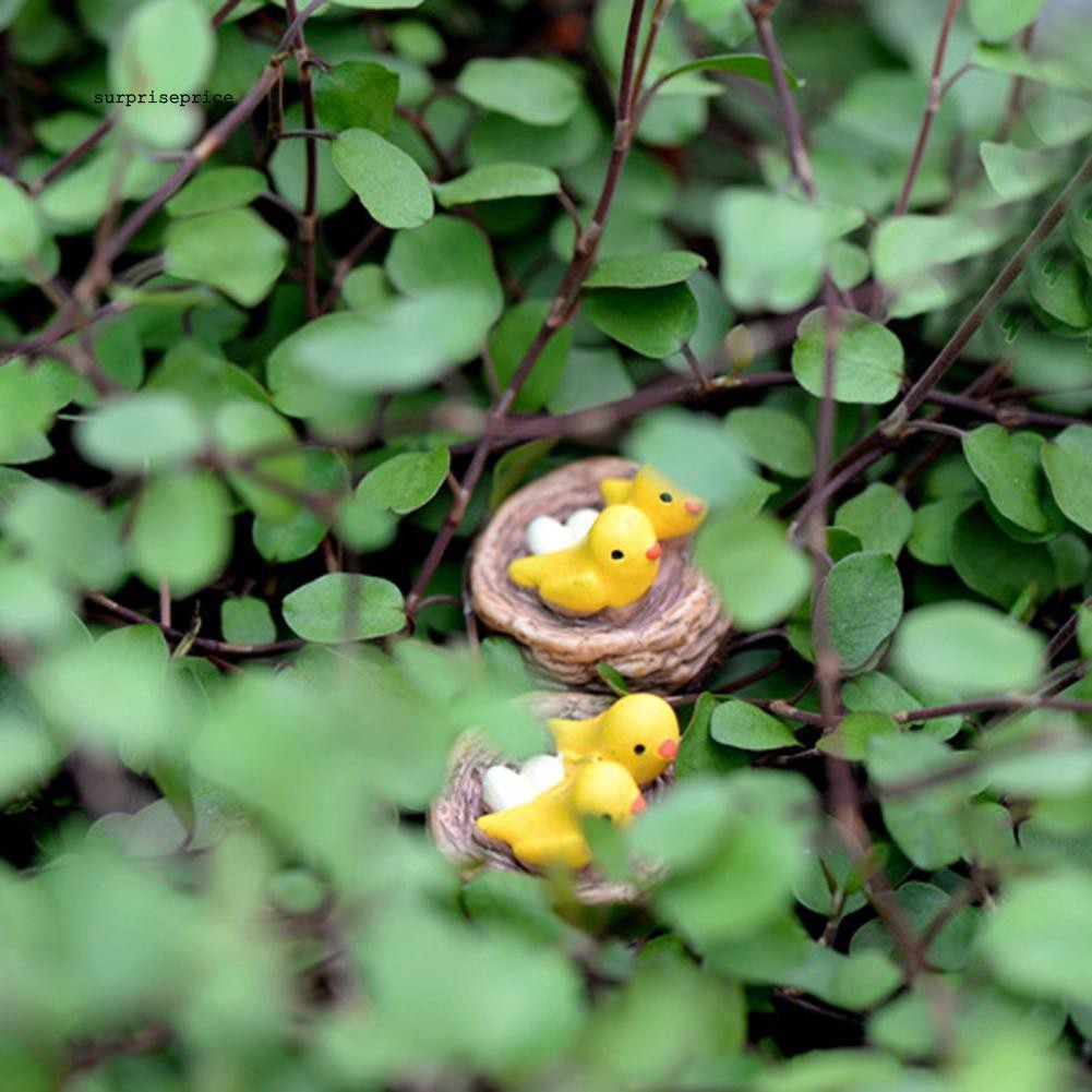 Bộ 2 mô hình chú chim kèm tổ bằng nhựa trang trí nhà cửa độc đáo