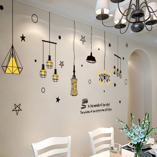 Decal dán tường dây đèn thả đen 01