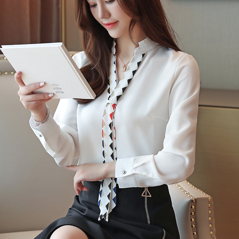 Áo sơ mi voan dài tay phong cách Hàn Quốc thanh lịch dành cho nữ