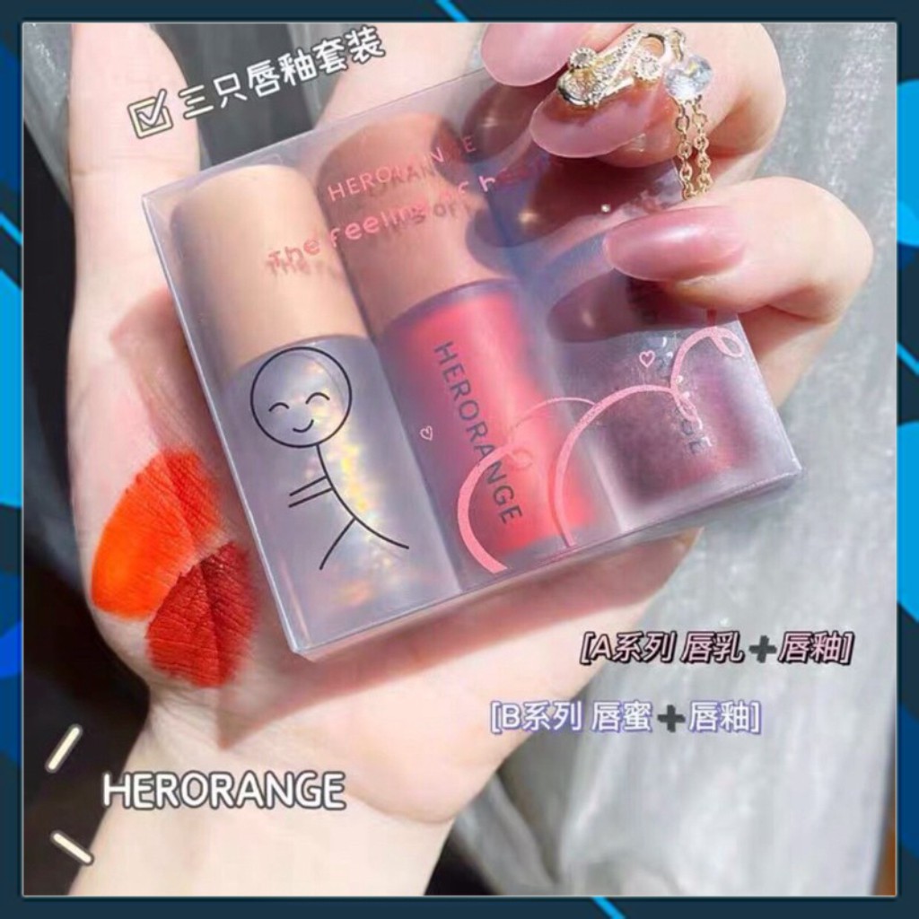 SÉT 3 CÂY SON HEORANGE LÙN BẢN MINI SIÊU XINH