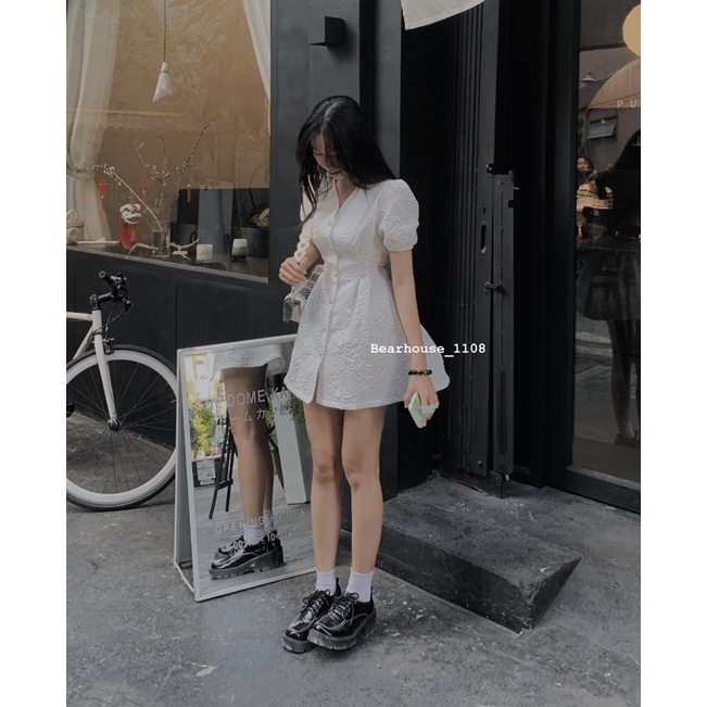 [Mã FAMARAL1 giảm 10K đơn 50K] ❌ ĐẦM - VÁY HOA VÂN CHÌM TRẮNG CÚC NGỌC CAO CẤP * GẤM * | BigBuy360 - bigbuy360.vn