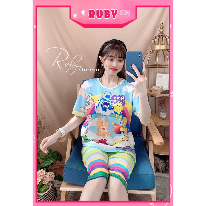 Đồ bộ thun Quần LỬNG mẹ và bé size 7kg - 70kg chất thun mềm mát in hình ngựa PONY hoạt hình dễ thương DBRBL FULL SIZE