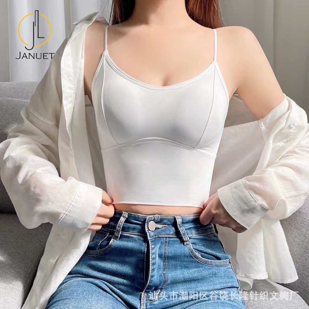 Áo Bra Hai Dây Croptop Januet Có Mút Đệm Ngực Hở Lưng Đan Dây Sexy  Cami03