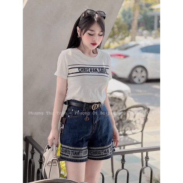 Quần sooc jean chữ gấu kèm đai hàng QCL1