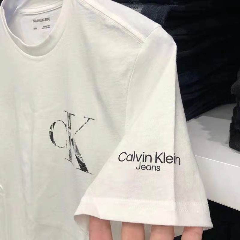 Áo Thun cotton Tay Ngắn Cổ Tròn In Chữ logo Calvin Klein Trẻ Trung Hợp Thời Trang Cho Nam