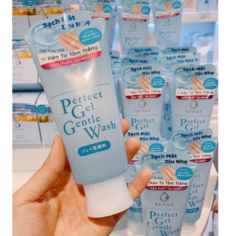 (NK Chính hãng) Gel Sữa Rửa Mặt Kén Tơ Tằm Trắng Senka Perfect Gel Gentle Wash Da khô - nhạy cảm | BigBuy360 - bigbuy360.vn