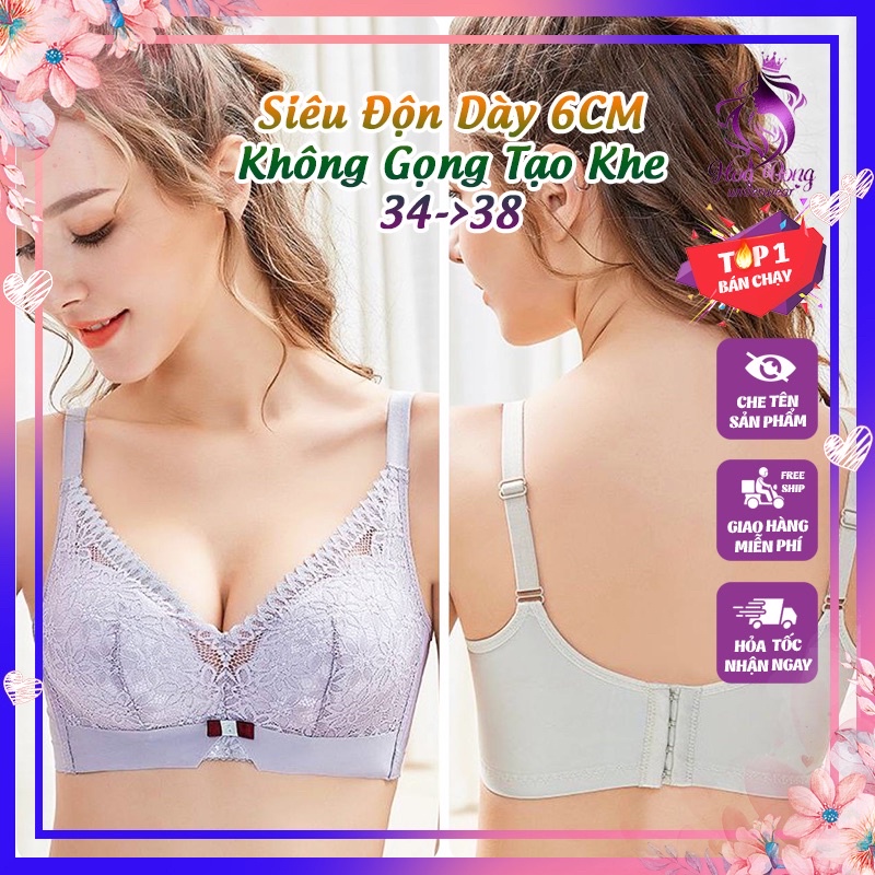 Áo lót ren Thái siêu độn dày 6CM, áo lót siêu tạo khe nâng ngực, áo lót ren không gọng
