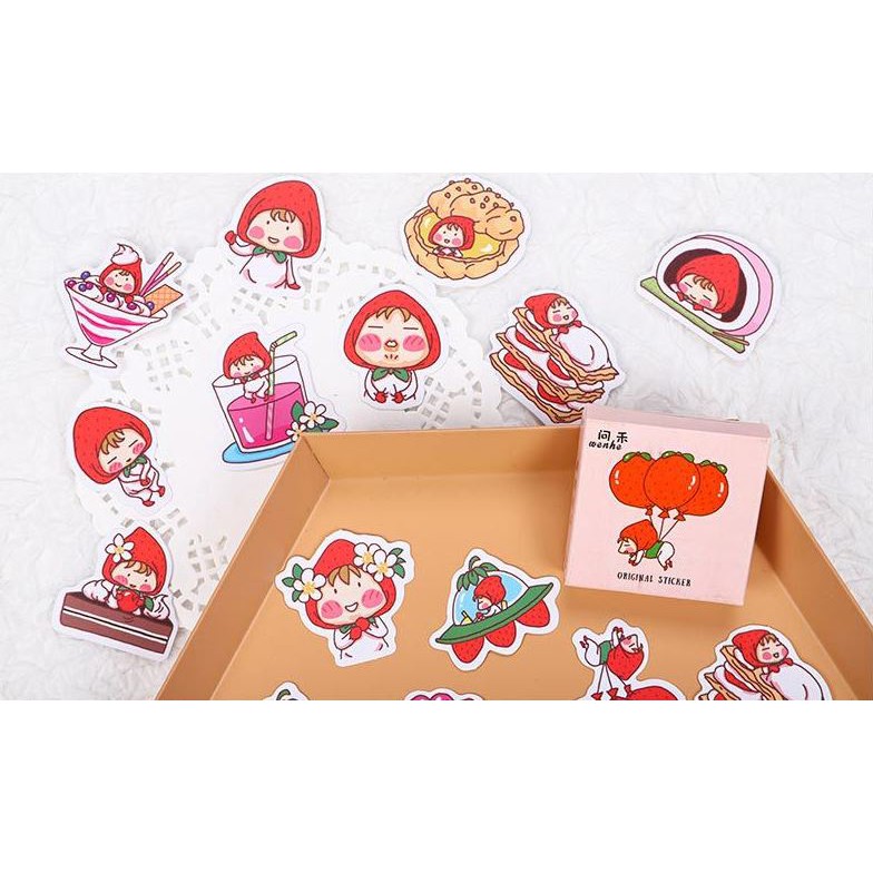 Bộ 45 Sticker Bé Dâu Tây Đáng Yêu E109