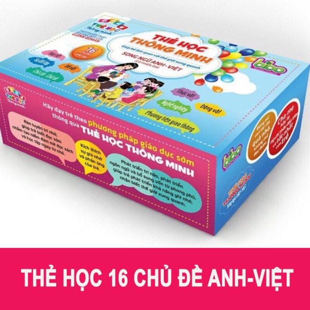 Bộ thẻ học thông minh Flash Card 16 Chủ đề - 416 Thẻ song ngữ Anh-Việt (có phiên âm)