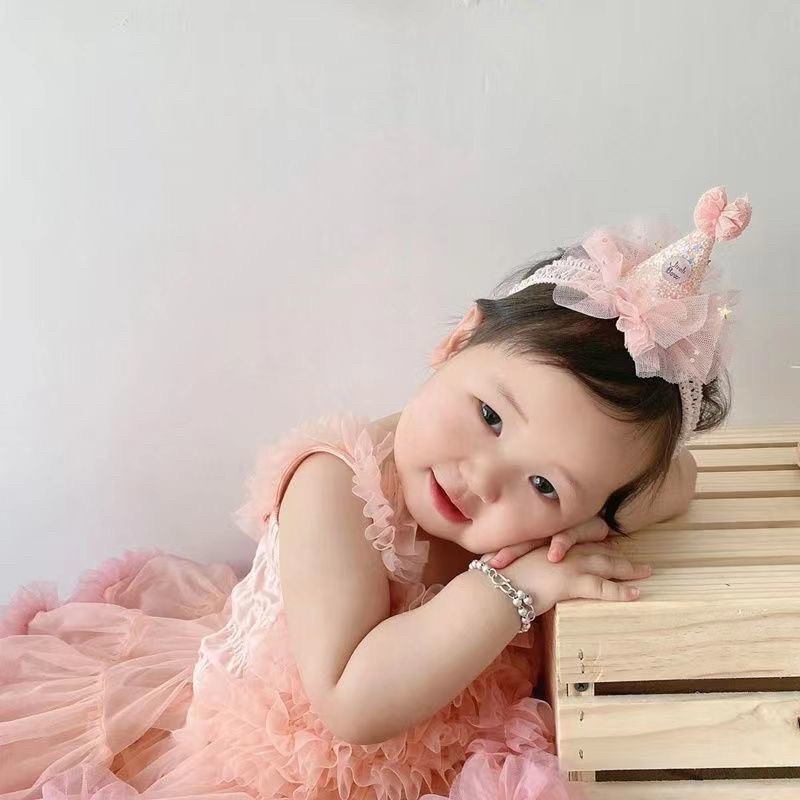 Băng đô kiểu mũ chóp sinh nhật cho bé gái