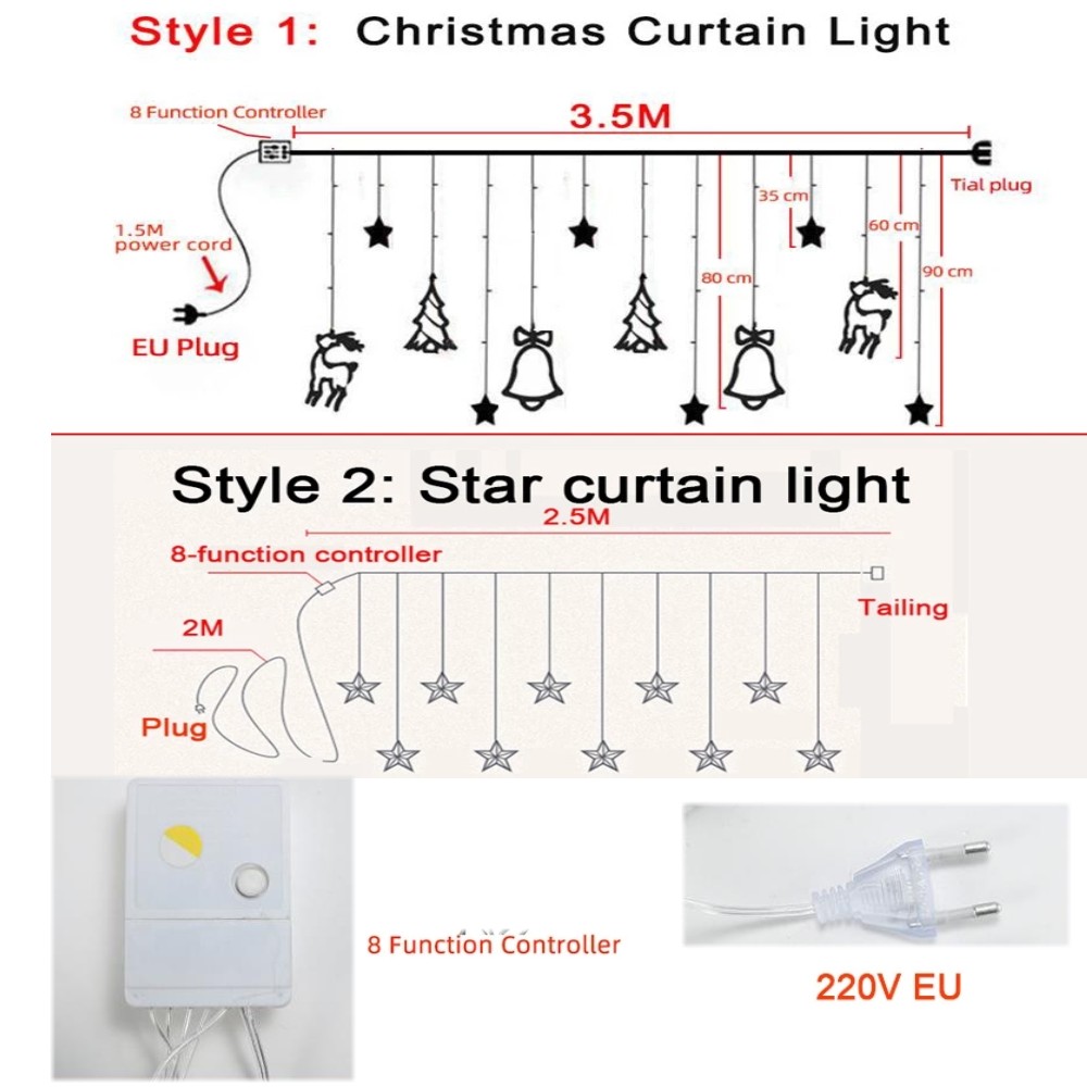 Dây Đèn Led 3.5m 8 Chế Độ Họa Tiết Giáng Sinh