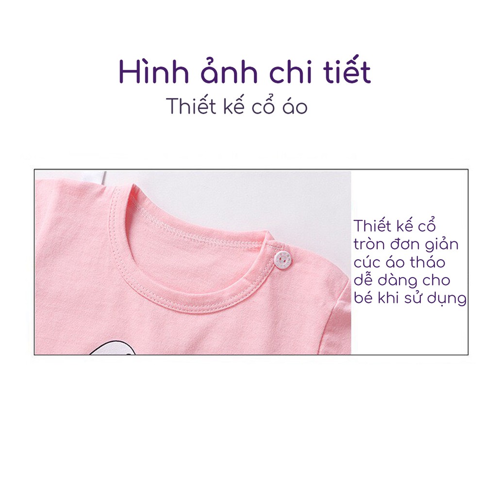 Bộ quần áo cho bé gái từ 1 đến 7 tuổi cộc tay mùa hè chất cotton mềm mại thoáng mát hình in dễ thương QA03