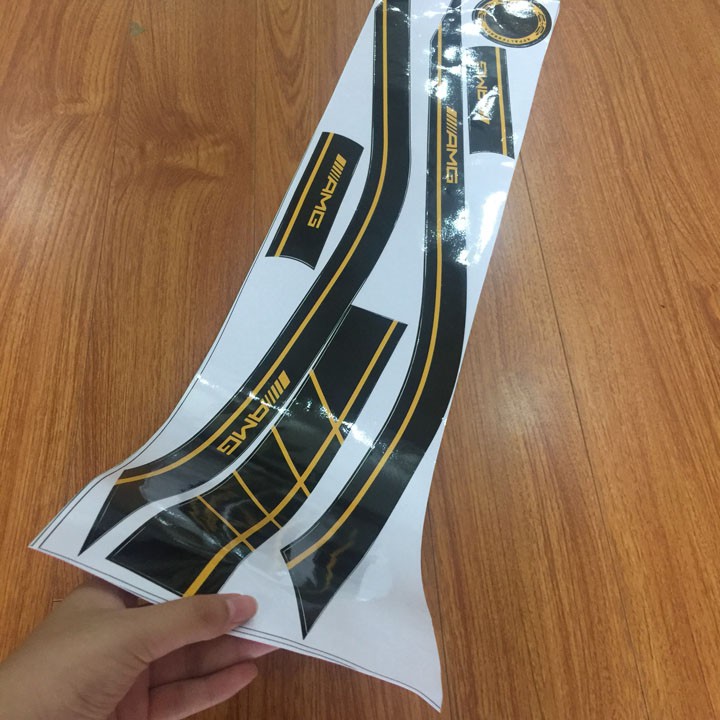 Tem AMG màu vàng đen dán xe SH