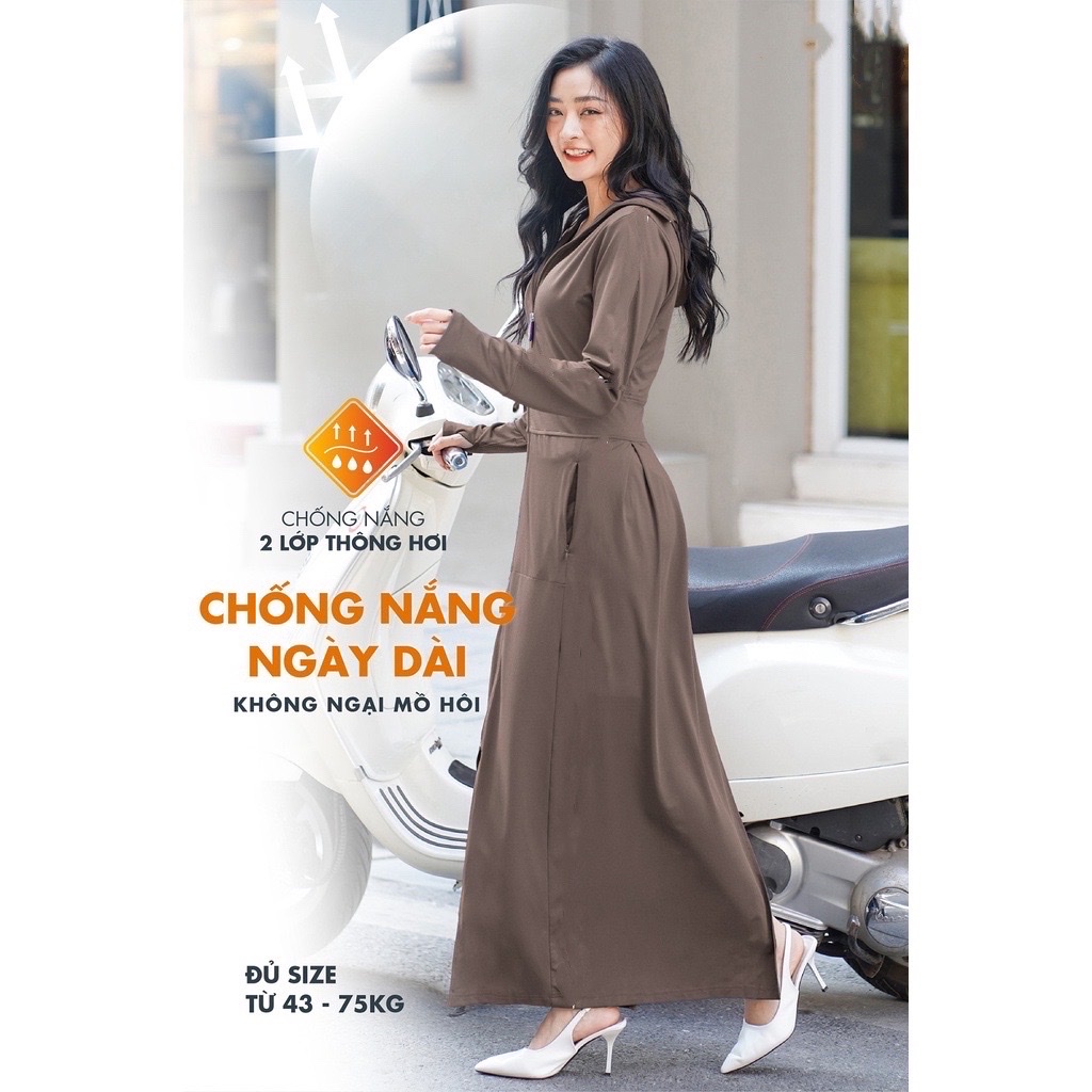 Áo chống nắng toàn thân nữ 2 lớp Chất Thun Lạnh xuất dư Nhật Cao Cấp vải theo công nghệ AIRCOOL