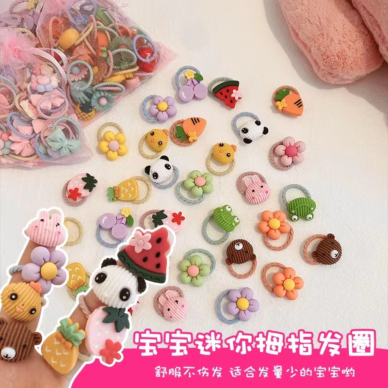 Dây Buộc Tóc Cao Su Co Giãn Đính Hoa Nhỏ Dễ Thương Cho Bé Gái