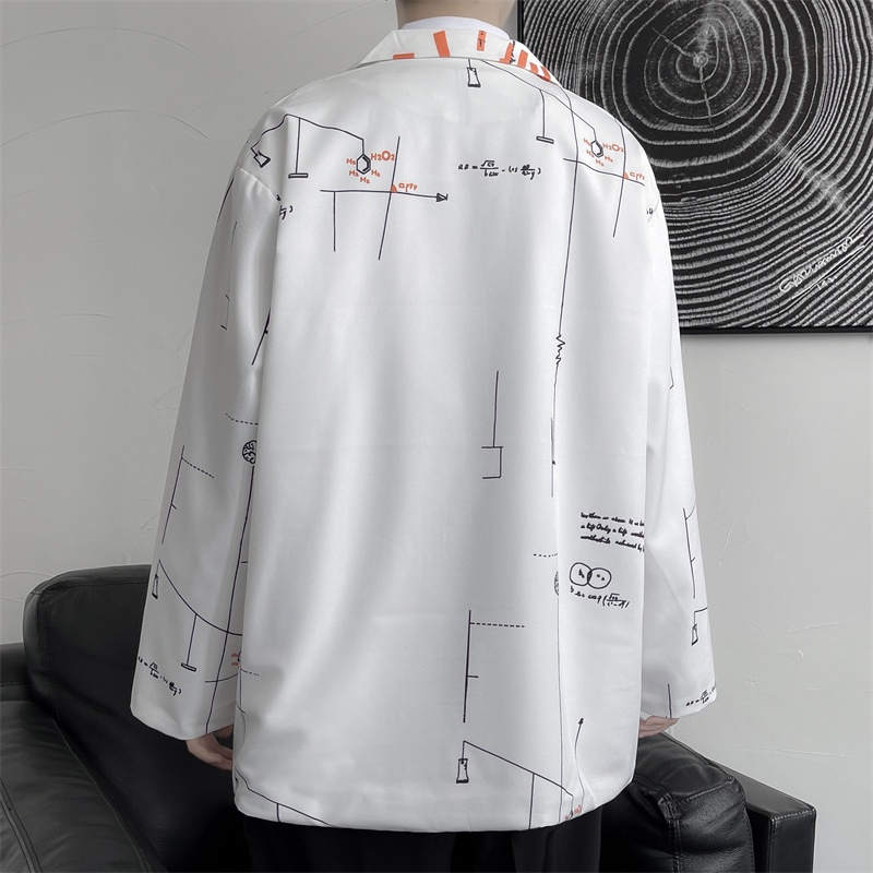 ♞AFF LIGA♞ Áo khoác blazer tay dài in họa tiết đơn giản thời trang mùa thu dành cho nam