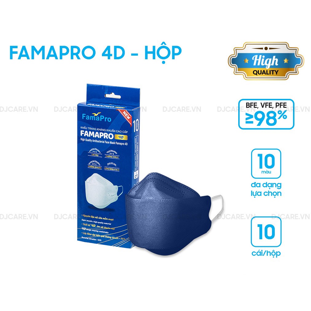 [4D MASK (KF94) COMBO 4 HỘP 10 CÁI] Khẩu trang y tế cao cấp kháng khuẩn 3 lớp Famapro 4D