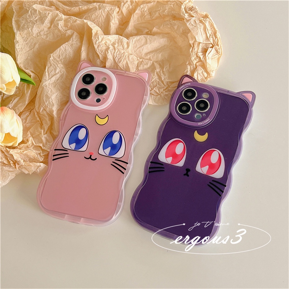 Cat EarỐp Điện Thoại Mềm Hình Thủy Thủ Mặt Trăng Cho iPhone 14 13 12 11 Pro Max SE2020 X XR Xs Max 7 8 6 6s Plus