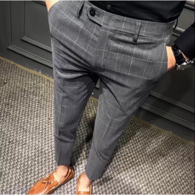 Quần âu nam kẻ caro (kèm ảnh thật)