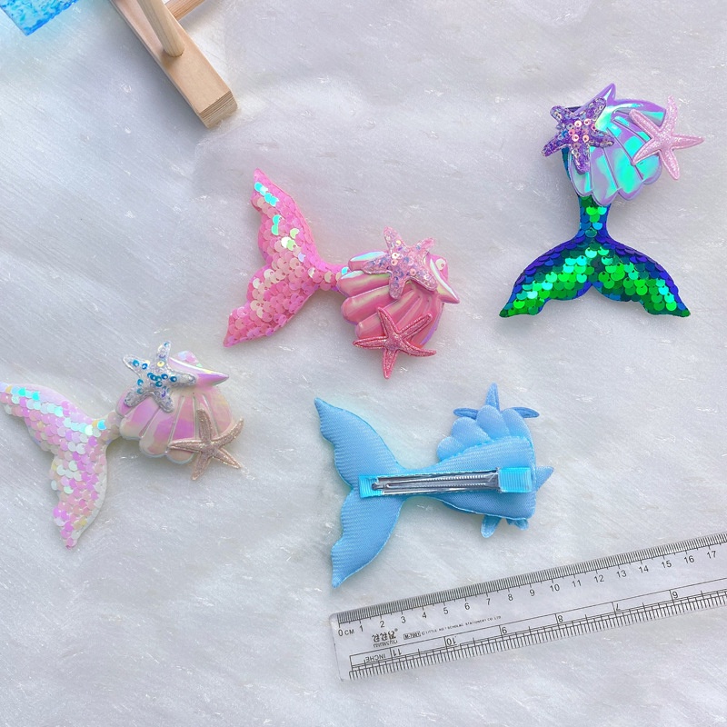 Kẹp Tóc Hình Vỏ Sò / Sao Biển Đính Kim Sa Lấp Lánh Dễ Thương Cho Bé Gái