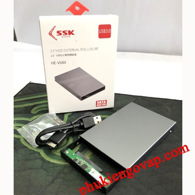 Hộp đựng ổ cứng laptop 2.5" SKK cổng SATA kết nối 3.0 (HE-V600), vỏ nhôm thân nhựa