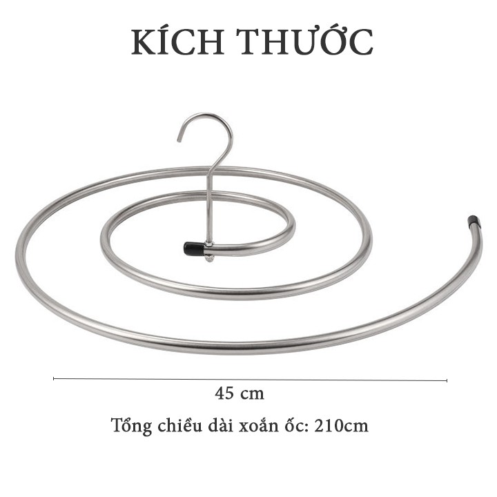 Móc phơi chăn hình tròn bằng inox 304 không rỉ tiện lợi dang xoắn, móc treo chăn mền chịu lực cao FAMAHA