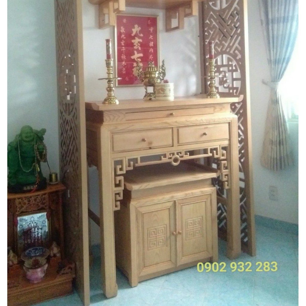 Bàn thờ gỗ sồi mẫu hiện đại, không pha gỗ tạp lên sản phẩm