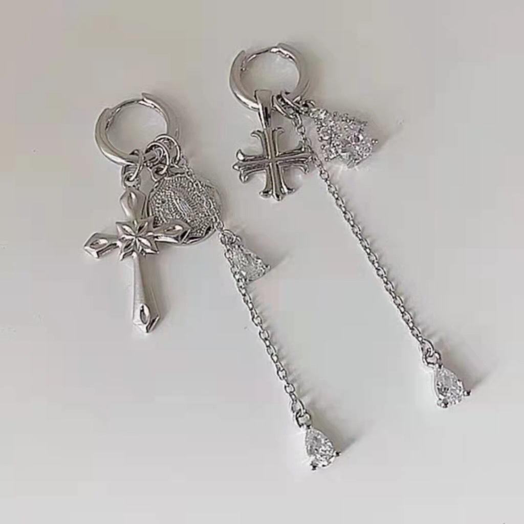 Khuyên Tai Bất Đối Xứng Đính Đá zircon Thời Trang