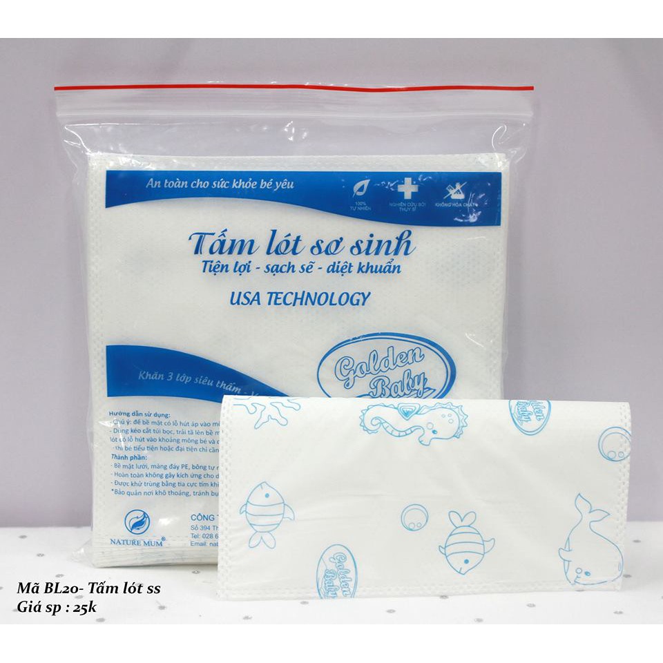 Tấm lót sơ sinh golden baby 3 lớp gói 30 miếng