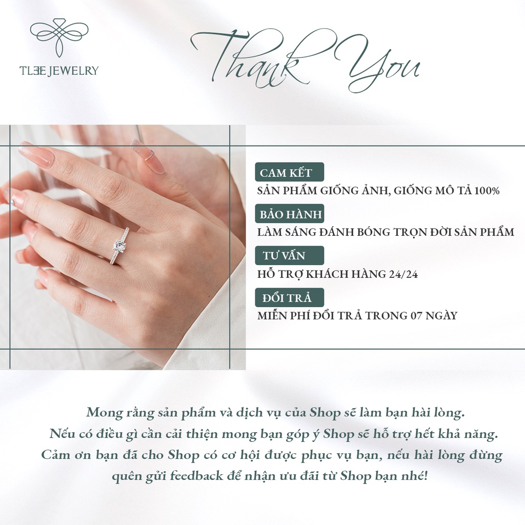 Nhẫn bạc nữ TLEE ổ đá 4 chấu viền đá bằng sang trọng NCJ A0202