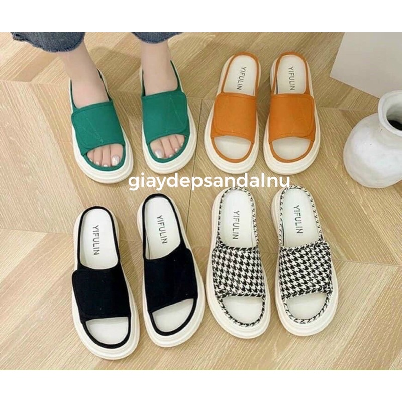 Sandal Nữ Độn Đế Bánh Mì ❤️FREESHIP❤️ Dép Quai Hậu Nữ 2 Quai Kim Tuyến Fasion Siêu Hot