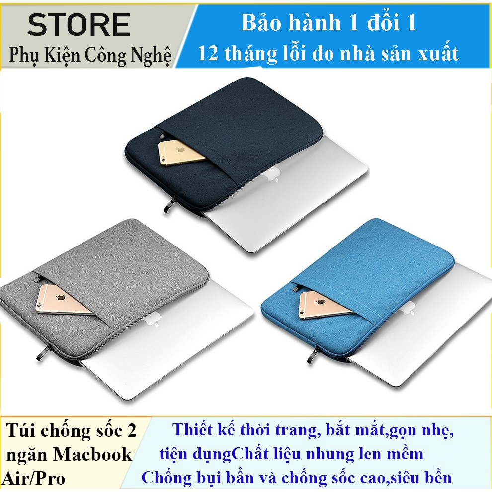 Túi chống sốc 2 ngăn cho Macbook Air/Pro 13inch thời trang cao cấp