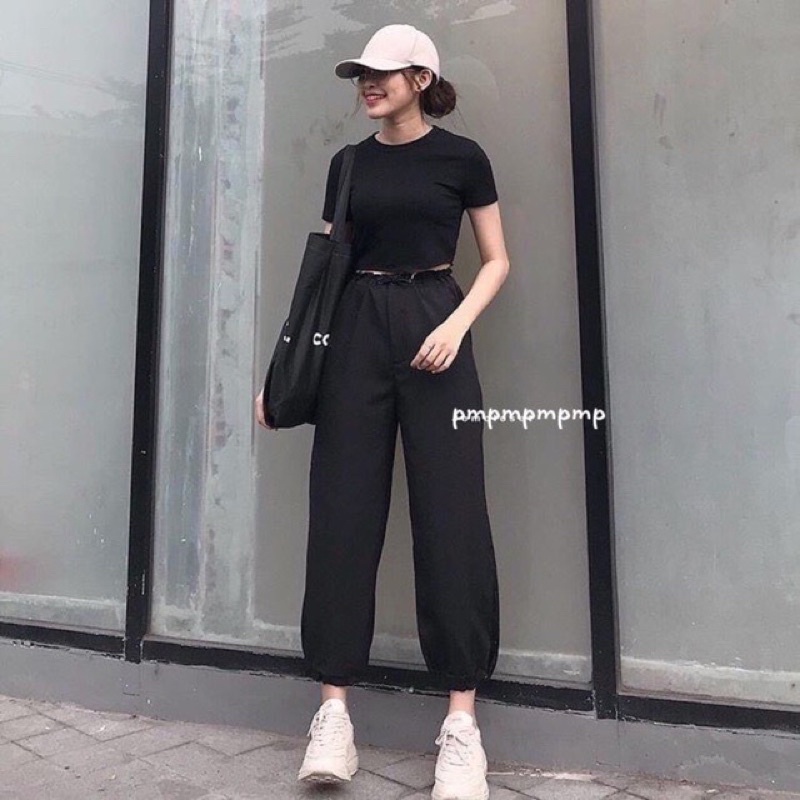 Sét áo croptop bozip + quần bom TT6