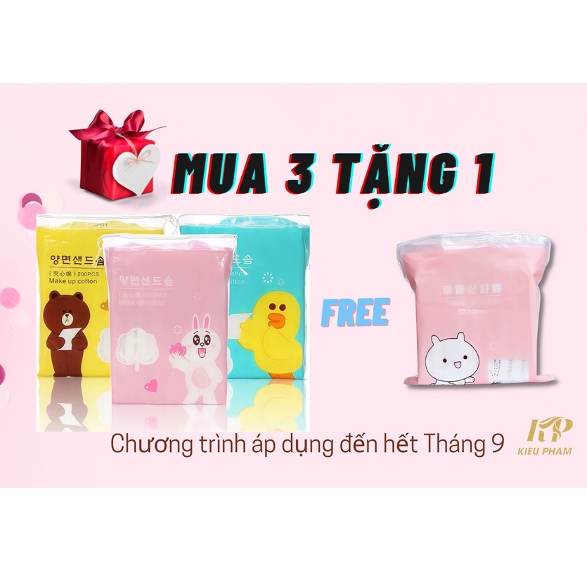 Bông Tẩy Trang Cotton Thỏ Gấu Vịt 3 Lớp MAKE UP COTTON 200 miếng | BigBuy360 - bigbuy360.vn