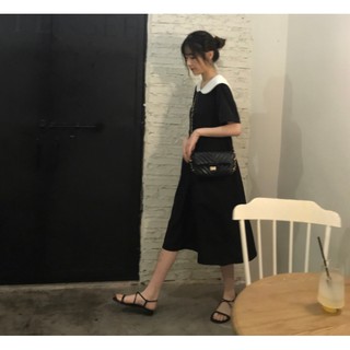 Váy trơn cổ thuỷ thủ thắt nơ lưng