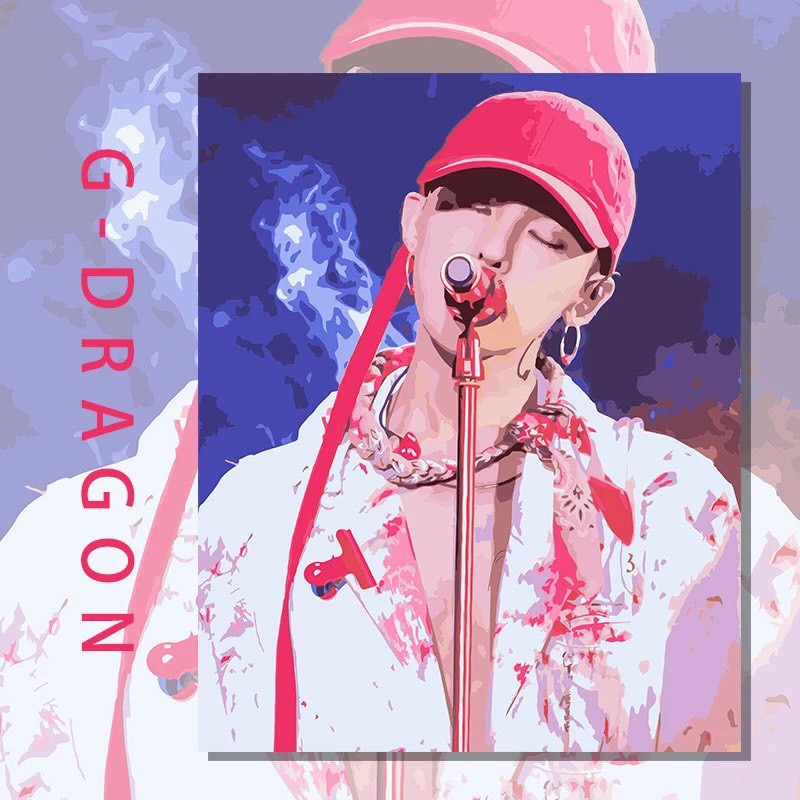 [Order-Sẵn mẫu 8,10]Tranh sơn dầu số hoá tô màu theo số hình G-Dragon