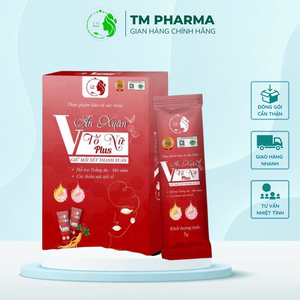 Collagen Vạn Xuân Tố Nữ Plus TM Pharma Giảm Lão Hóa Hỗ Trợ Làm Đẹp Da Hộp 24 Gói