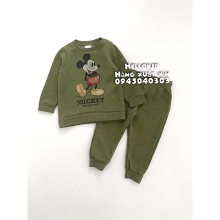 Bộ nỉ Mickey xanh lá cho bé
