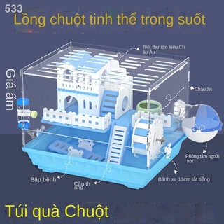Lồng hamster Acrylic gấu vàng một lớp Hai Toàn cảnh lớn trong suốt Đồ chơi Biệt thự Bộ